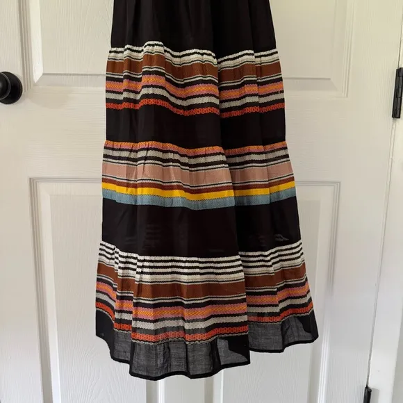 TORY BURCH Smocked sundress - black/webbing stripe - size XS