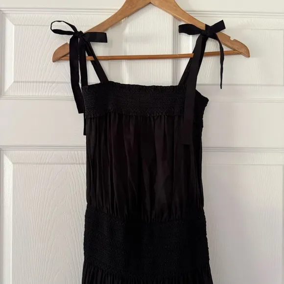 TORY BURCH Smocked sundress - black/webbing stripe - size XS