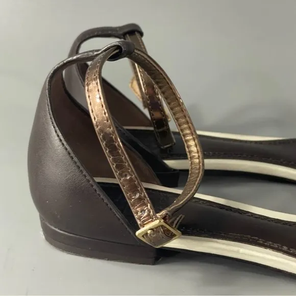 Tory Burch V-cut Ankle Strap Python Sandals, Size 6