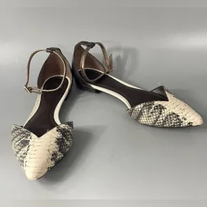 Tory Burch V-cut Ankle Strap Python Sandals, Size 6