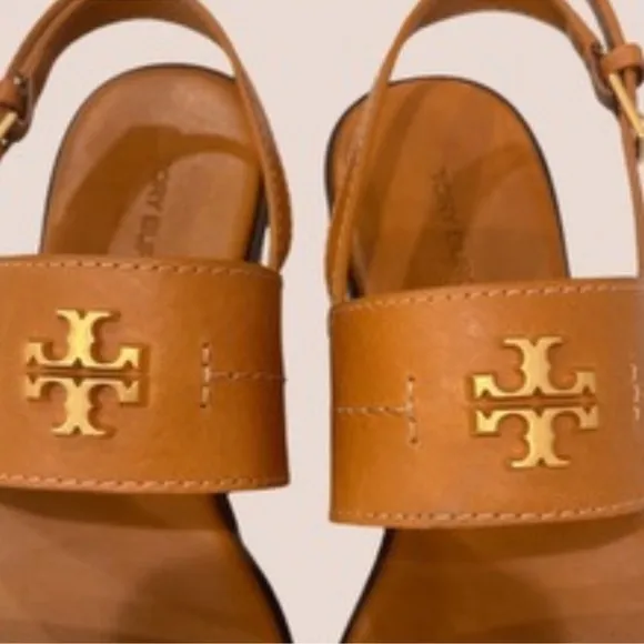 Tory Burch Vanchetta Leather Mini Everly Back StrapFlat Sandals Black Size 6