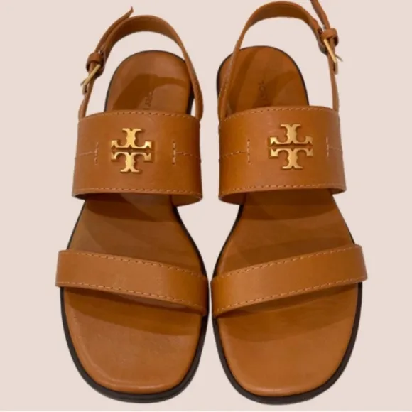 Tory Burch Vanchetta Leather Mini Everly Back StrapFlat Sandals Black Size 6