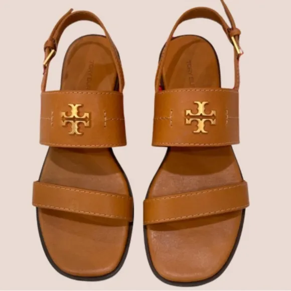 Tory Burch Vanchetta Leather Mini Everly Back StrapFlat Sandals Black Size 6
