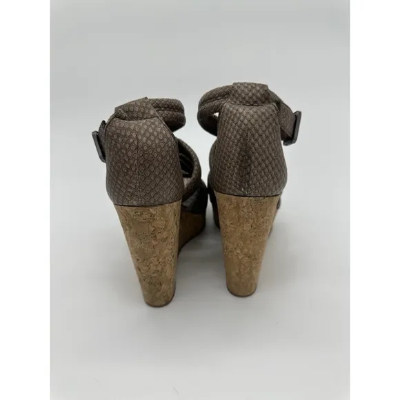 Tory Burch Wedge Sandals Size 6.5M Taupe
