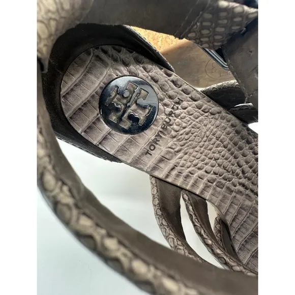 Tory Burch Wedge Sandals Size 6.5M Taupe