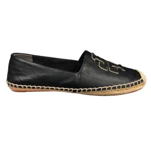 Tory Burch Women’s Ines Black Leather Slip On Espadrilles Size US 8