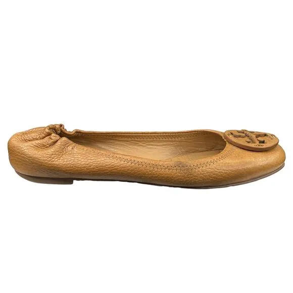 Tory Burch Women's Reva Brown Leather Slip On Flats Size US 8