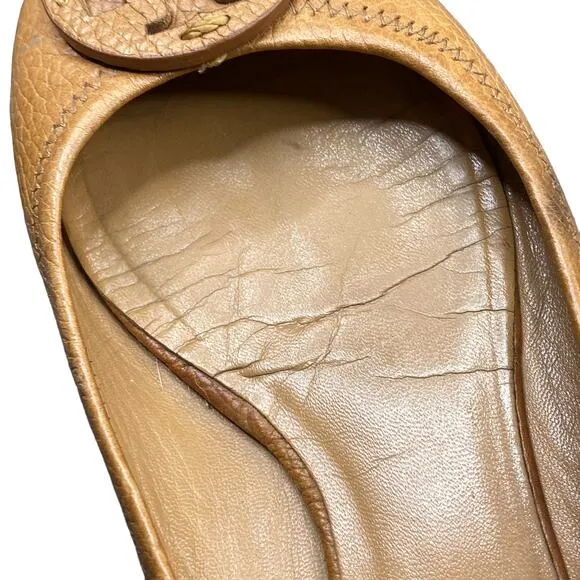 Tory Burch Women's Reva Brown Leather Slip On Flats Size US 8