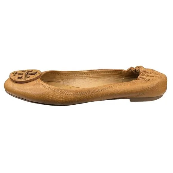 Tory Burch Women's Reva Brown Leather Slip On Flats Size US 8