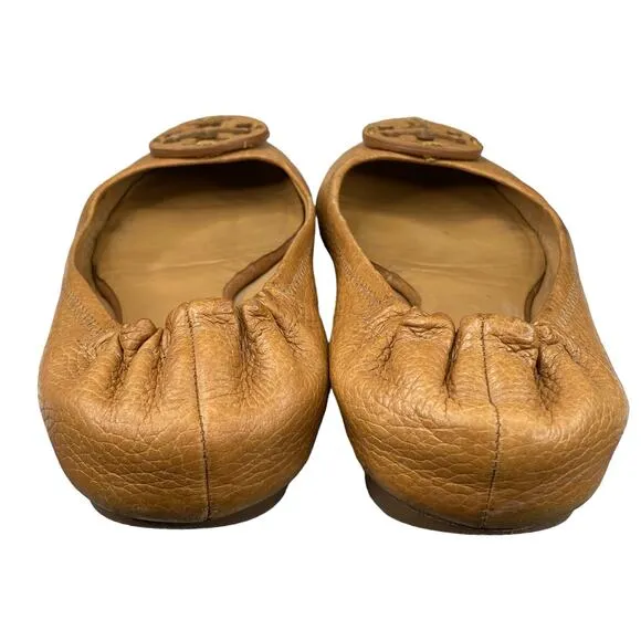 Tory Burch Women's Reva Brown Leather Slip On Flats Size US 8