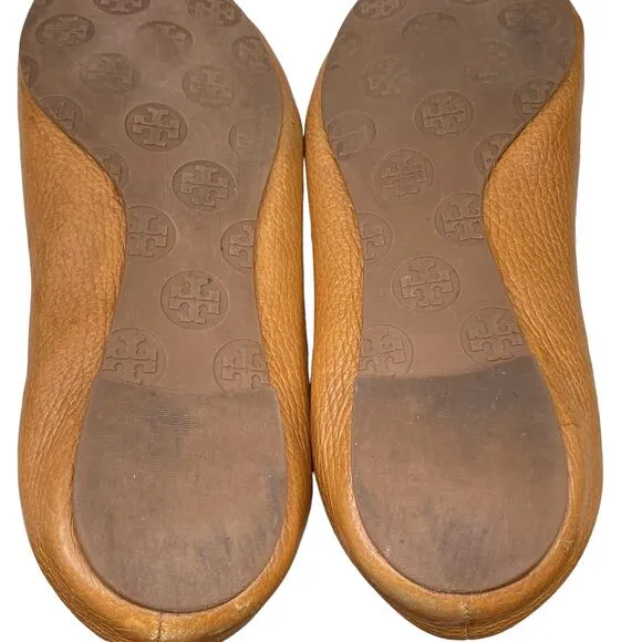 Tory Burch Women's Reva Brown Leather Slip On Flats Size US 8