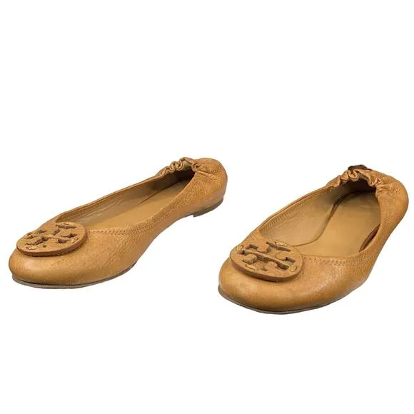 Tory Burch Women's Reva Brown Leather Slip On Flats Size US 8