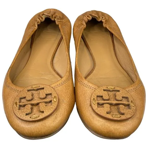 Tory Burch Women's Reva Brown Leather Slip On Flats Size US 8