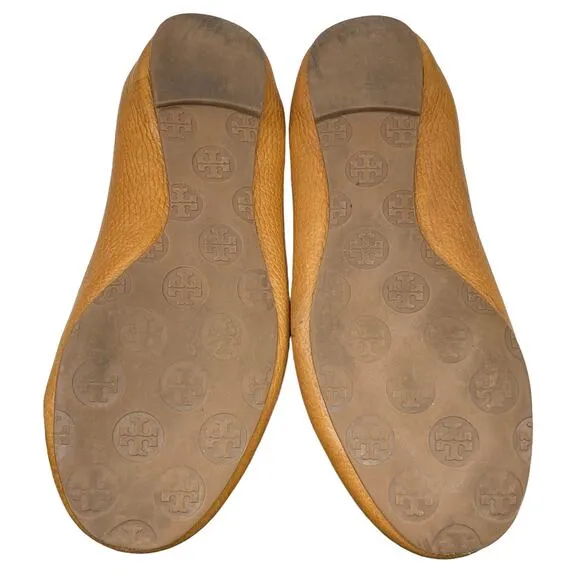 Tory Burch Women's Reva Brown Leather Slip On Flats Size US 8