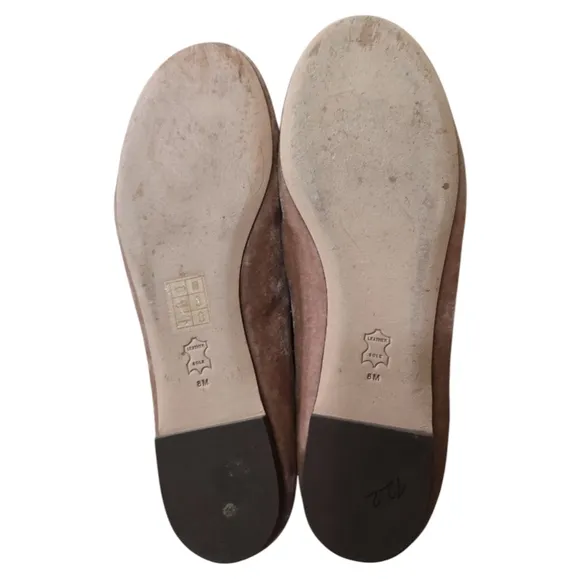 Tory Burch Women's Tory Charm Velvet Ballet Flats In Blush 8 Slip-on Bow on Vamp