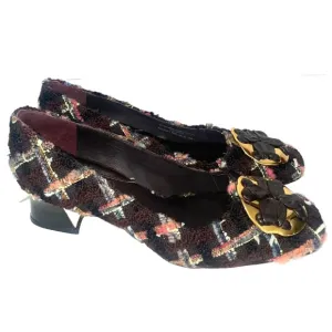 Tory Burch Women’s Tweed Square Toe Logo Pumps size 7.5 NWT Old Money