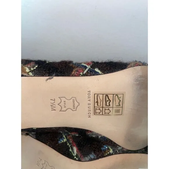Tory Burch Women’s Tweed Square Toe Logo Pumps size 7.5 NWT Old Money