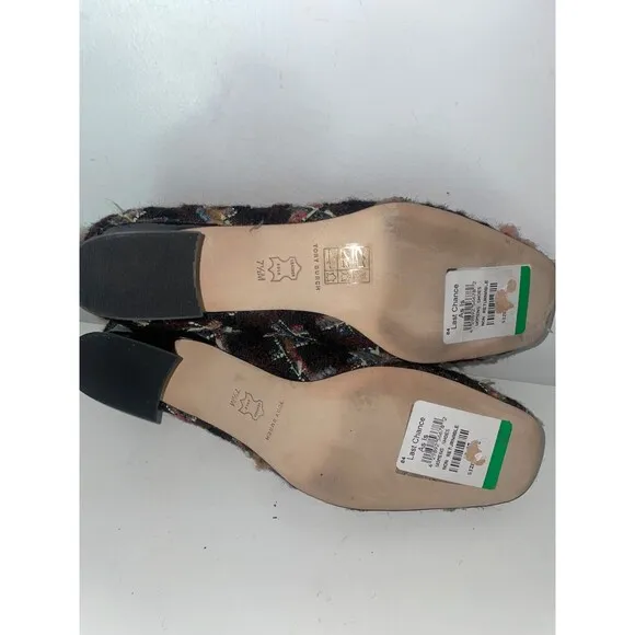 Tory Burch Women’s Tweed Square Toe Logo Pumps size 7.5 NWT Old Money