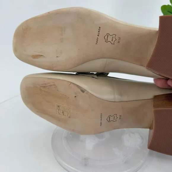 Tory Burch Everly 55mm Women 11 Loafers Cream Embossed Croc Leather Block Heel