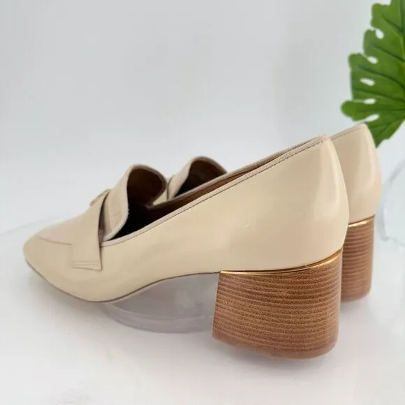 Tory Burch Everly 55mm Women 11 Loafers Cream Embossed Croc Leather Block Heel