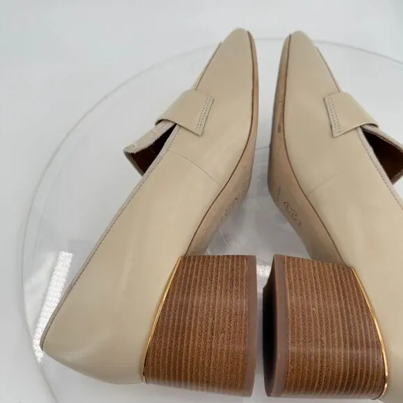 Tory Burch Everly 55mm Women 11 Loafers Cream Embossed Croc Leather Block Heel