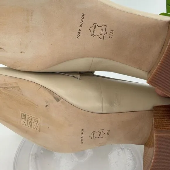 Tory Burch Everly 55mm Women 11 Loafers Cream Embossed Croc Leather Block Heel