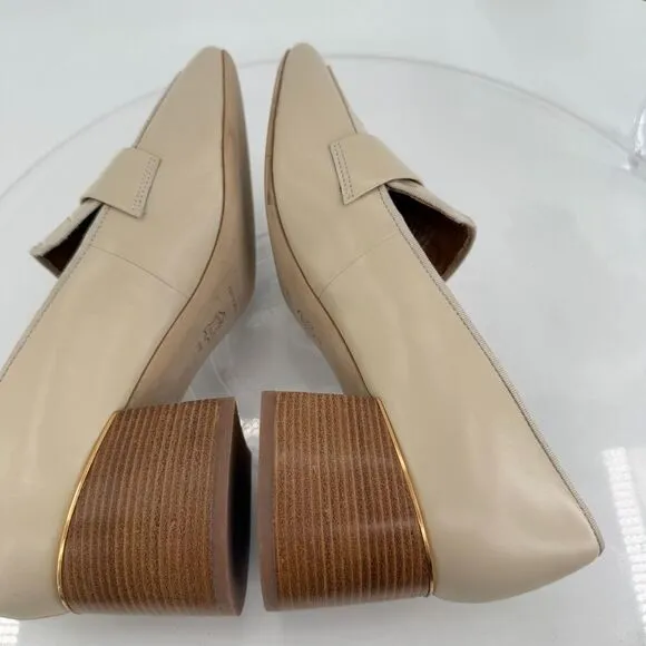 Tory Burch Everly 55mm Women 11 Loafers Cream Embossed Croc Leather Block Heel