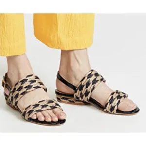 Tory Burch Lola Woven Flat Sandals Nautical Blue