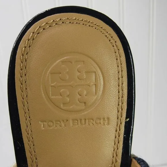 Tory Burch Lola Woven Flat Sandals Nautical Blue