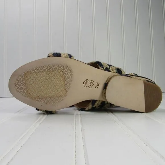 Tory Burch Lola Woven Flat Sandals Nautical Blue