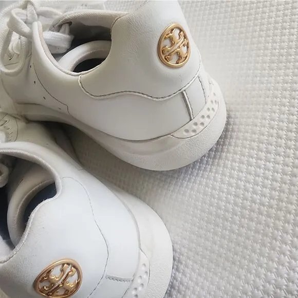 Tory Burch White Leather Sneakers with Low-Top Design some scratch