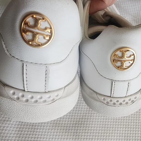 Tory Burch White Leather Sneakers with Low-Top Design some scratch