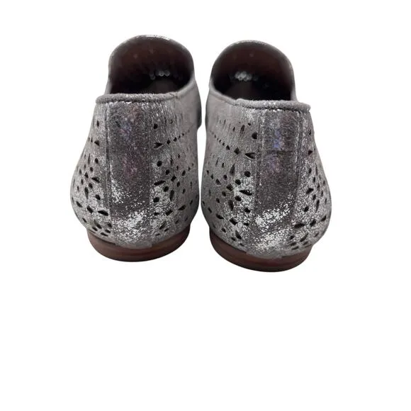 Trask Ali Silver Perforated Leather Flat Loafer Metallic