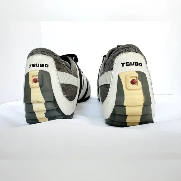 TSUBO white leather grey mesh black accents sneakers. Size US 10 EU 40.