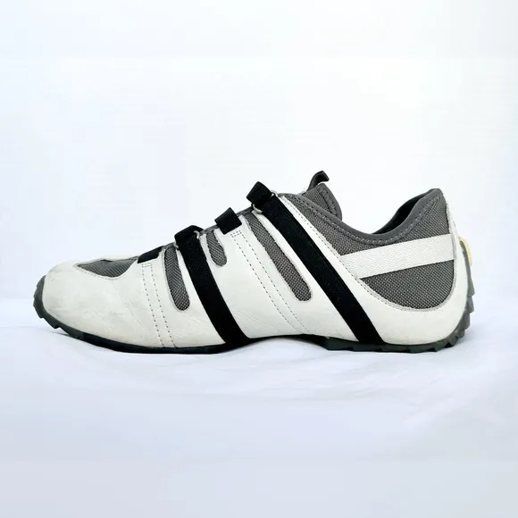 TSUBO white leather grey mesh black accents sneakers. Size US 10 EU 40.