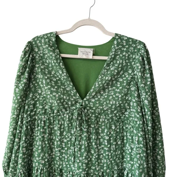Tuckernuck Hyacinth House Green Ditsy Floral Mila Midi Dress Size XS Boho Ruffle
