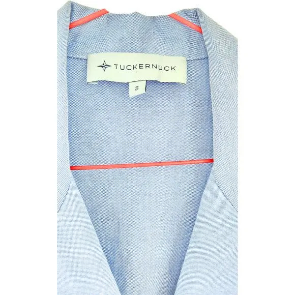 Tuckernuck Shirt Dress Oxford Royal Blue Sleeveless Ruffle Drop Waist V-Neck S