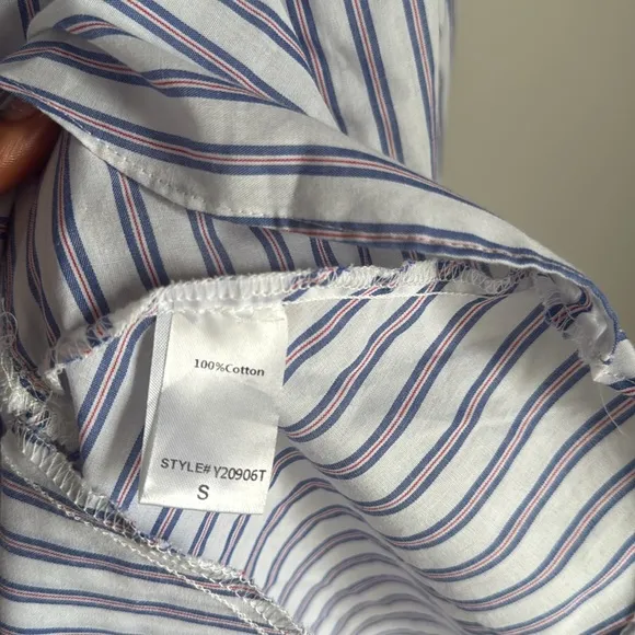 Tuckernuck Striped Callahan Shirt Dress White Blue Red Small