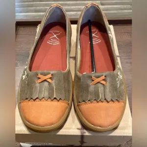 TWISTED X Women’s Casual B Toe Rust Orange Brown Slip On Loafer Flats Size 8M