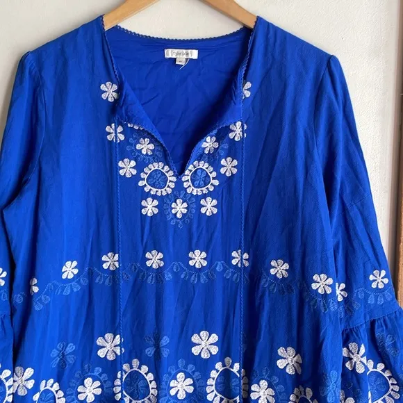tyler boe Holly Embroidered Skimmer Mini Dress Military Blue