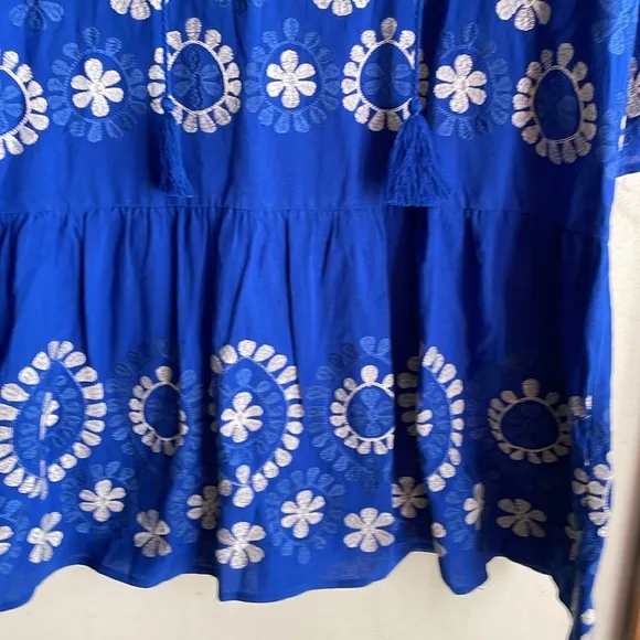 tyler boe Holly Embroidered Skimmer Mini Dress Military Blue