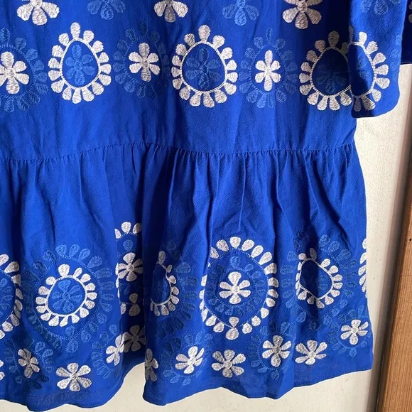 tyler boe Holly Embroidered Skimmer Mini Dress Military Blue