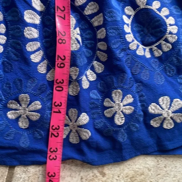 tyler boe Holly Embroidered Skimmer Mini Dress Military Blue