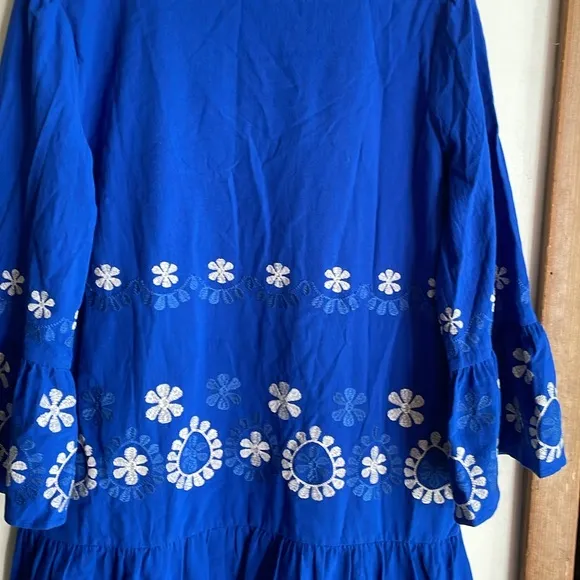 tyler boe Holly Embroidered Skimmer Mini Dress Military Blue