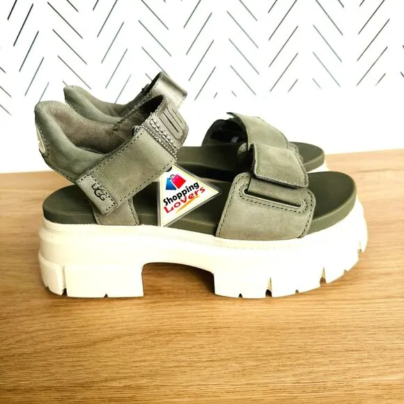 🤩UGG Ashton Ankle Strap Suede Platform Chunky Sz 9 Women Sandals Green 1136764