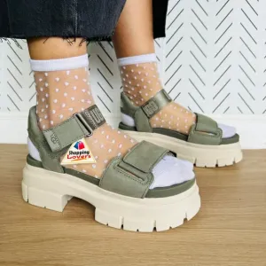 🤩UGG Ashton Ankle Strap Suede Platform Chunky Sz 9 Women Sandals Green 1136764