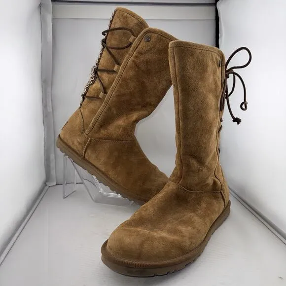 UGG Australia 1010820 Tasman Suede Boots Womens 8M Chestnut Pull On Back Lace