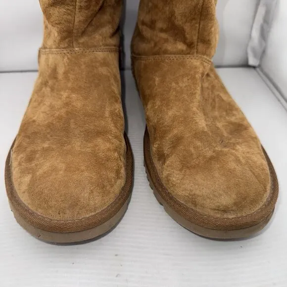 UGG Australia 1010820 Tasman Suede Boots Womens 8M Chestnut Pull On Back Lace