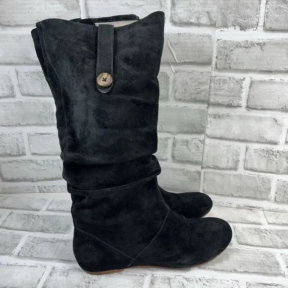 UGG Australia Highkoo Women’s Size 8.5 Black Suede Slouchy Boots