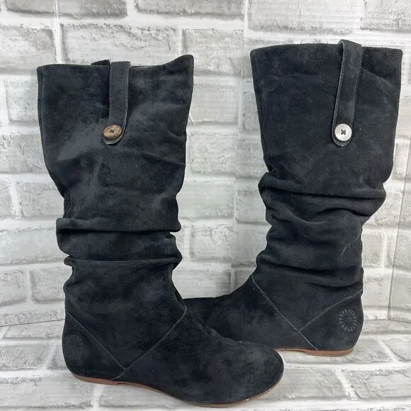 UGG Australia Highkoo Women’s Size 8.5 Black Suede Slouchy Boots